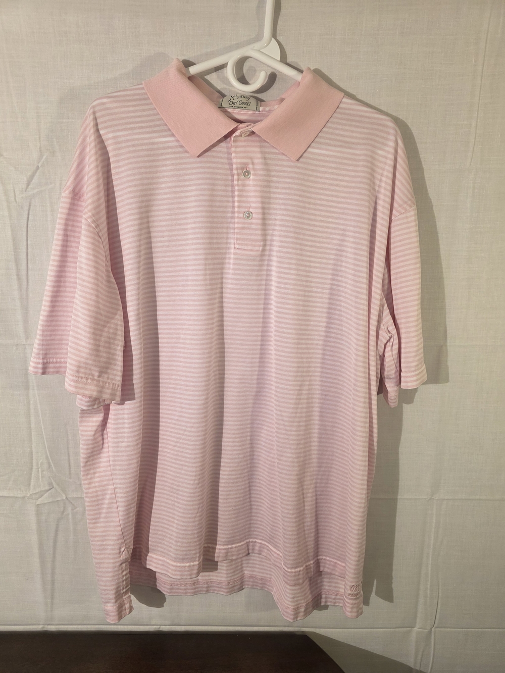 McIlhenny Dry Goods By Tobasco Men's Pink Striped Polo Shirt. XXL